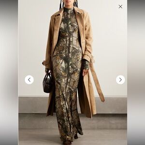 Norma Kamali Camouflage Long Sleeve Maxi Dress XL *BRAND NEW*